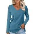 thumbnail image 1 of Women's V Neck 3/4 Sleeve T Shirt Solid/Color Block Casual Basic Tops Summer Tees 2025, 1 of 5