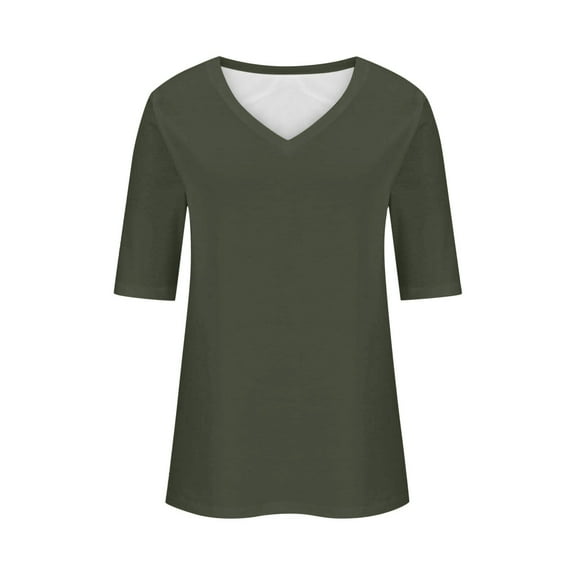 Women's V Neck Basic T Shirt Casual Short Sleeve Top Summer Comfortable Tee Easy Care Machine Wash Daily Wear Loose Fit