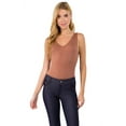 thumbnail image 1 of Women's V-Neck Basic Tank Top Bodysuit, Mocha, One Size, 1pc., 1 of 4