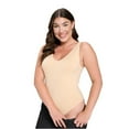 thumbnail image 1 of Women's V-Neck Basic Tank Top Bodysuit, Nude, Plus Size, 1pc., 1 of 4