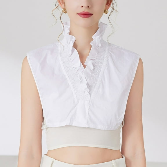 Women's V Neck Blouse Collar Insert Women's Removable Half Shirt Blouse Half Removable Collar Laye Colla Shirts Women Button down Dickey Colla Insert Women Old Fashioned Blouses for Women Shirts Layer