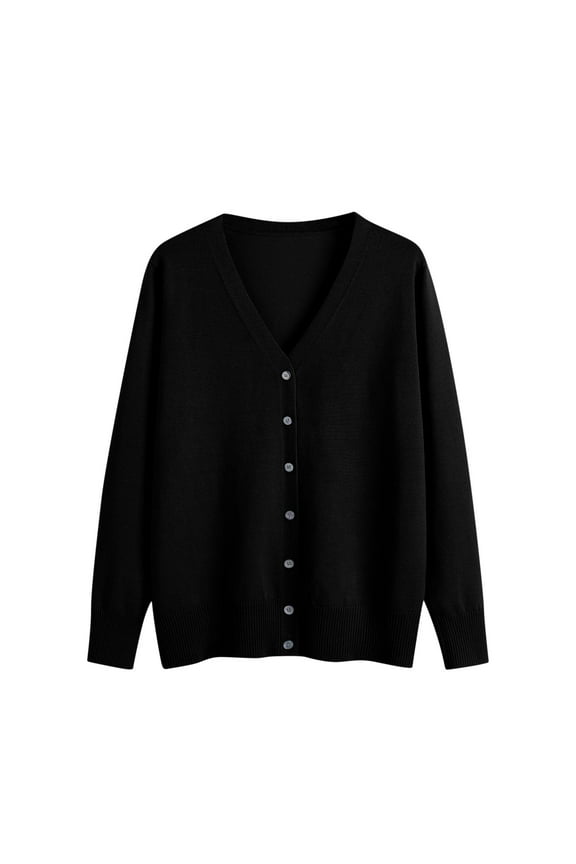 Women's V Neck Button Cardigan Ladies Dressy Casual Sweater Long Sleeve Soft Basic Cardigans