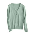 thumbnail image 1 of Women's V Neck Button Cardigan Ladies Dressy Casual Sweater Long Sleeve Soft Basic Cardigans, 1 of 6