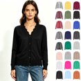 thumbnail image 1 of Women's V-Neck Button Down Long Sleeve Knit Cardigan, Lightweight Soft Layering Front Sweaters,Size S-2XL, 1 of 6
