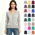 thumbnail image 1 of Women's V-Neck Button Down Long Sleeve Knit Cardigan, Lightweight Soft Layering Front Sweaters,Size S-2XL, 1 of 6