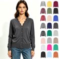 thumbnail image 1 of Women's V-Neck Button Down Long Sleeve Knit Cardigan, Lightweight Soft Layering Front Sweaters,Size S-2XL, 1 of 6