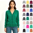 thumbnail image 1 of Women's V-Neck Button Down Long Sleeve Knit Cardigan, Lightweight Soft Layering Front Sweaters,Size S-2XL, 1 of 6