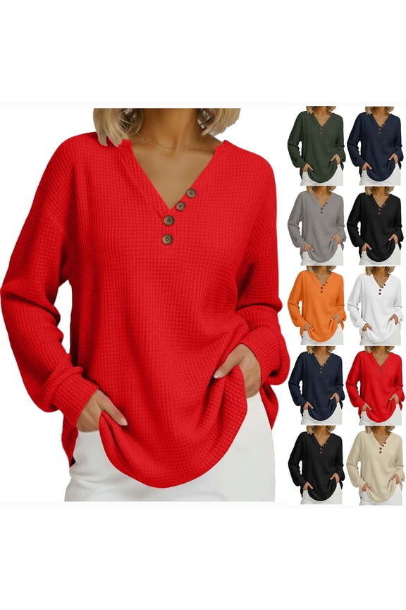 Women's V-Neck Button Down Long Sleeve Base Layer Coat Top Shirt, Loose Fit Tunic Length Thermal Warm Fashion for Winter Spring Casual Office | CSEONE,Army Green L