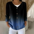 thumbnail image 1 of Women's V Neck Button down Long Sleeve Cardigan Lightweight Casual Loose Soft Gradient Knit Sweater Coat New Dark Blue S, 1 of 6