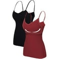 thumbnail image 1 of Women's V Neck Camisole with Shelf Bra Adjustable Straps Cotton Bras 2 Pack Bras, 1 of 6