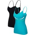 thumbnail image 1 of Women's V Neck Camisole with Shelf Bra Adjustable Straps Cotton Bras 2 Pack Bras, 1 of 6