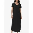 thumbnail image 1 of Women's V-Neck Casual Loose Short Sleeve Long T-Shirt Dress Split Maxi Dress with Side Pocket, 1 of 6