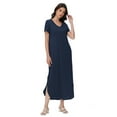 thumbnail image 1 of Women's V-Neck Casual Loose Short Sleeve Long T-Shirt Dress Split Maxi Dress with Side Pocket, 1 of 6