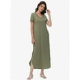 thumbnail image 1 of Women's V-Neck Casual Loose Short Sleeve Long T-Shirt Dress Split Maxi Dress with Side Pocket, 1 of 6
