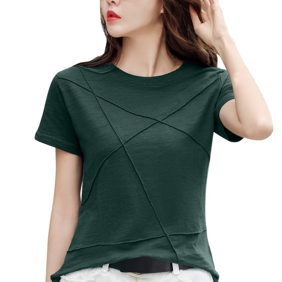 Women's V Neck Casual T-Shirt Button Down Blouse Short Sleeve Slim Fit Tee Tops Tunic Daily Shirt Comfortable Stylish