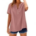 thumbnail image 1 of Women's V-Neck Casual Tee Soft Stretch Everyday Comfort Short Sleeve Pink XXXXL, 1 of 8