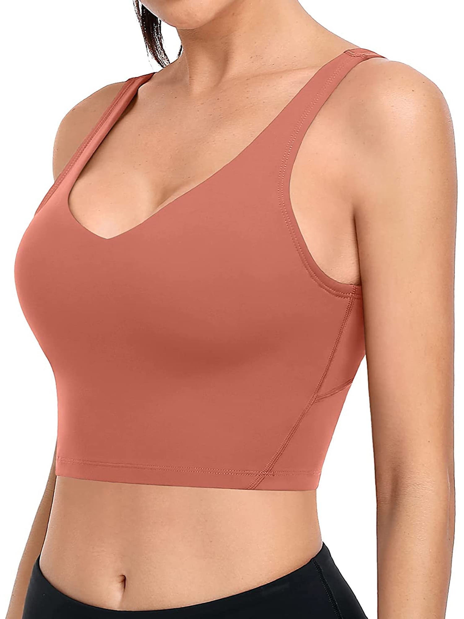 Women's V Neck Cropped Athletic Tank Top Racerback Quick Dry Camisole With  Shelf Bra 