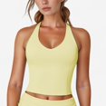 thumbnail image 1 of Women's V-Neck Cropped Tank Top with Racer-Inspired Straps and Smooth Contour Fit for Activewear - Large, Yellow, 1 of 6