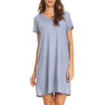 thumbnail image 1 of Women?s V-Neck Cross Back Pocket T-Shirt Swing Dress (Denim Chambray, Large), 1 of 4