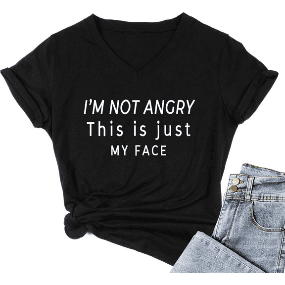 Women's V-Neck Cute Tees Funny Letter Printed T Shirt Graphic Tops