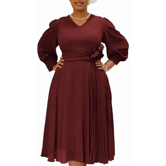 Women's V Neck Dress Bridesmaid Dresses Pleated Formal A-Line Wedding Dresses