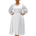 thumbnail image 1 of Women's V Neck Dress Bridesmaid Dresses Pleated Formal A-Line Wedding Dresses, 1 of 8