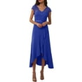 thumbnail image 1 of Women's V Neck Dress Wedding Guests High And Low Flower Lace Party Formal Bridesmaid Dress, 1 of 6