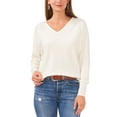 thumbnail image 1 of Women's V-Neck Embellished Long-Sleeve Sweater Antique White S, 1 of 1