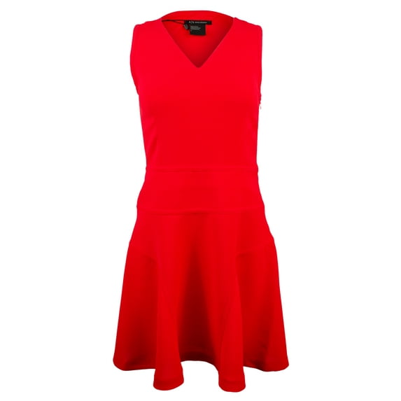Women's V Neck Fit And Flare Dress-R-0