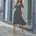 thumbnail image 1 of Women's V Neck Floral Short Sleeve Midi Dress Women's Beach Sundress, 1 of 5
