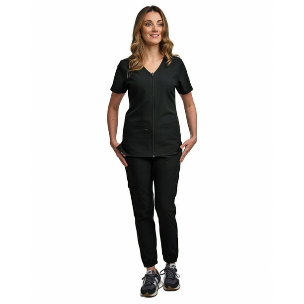 Black jogger scrub set hotsell