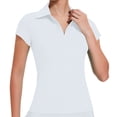 thumbnail image 1 of Women's V Neck Golf Shirts Short Sleeve Tennis Shirt Collared Workout Tops Quick Dry White, 1 of 5