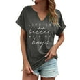 thumbnail image 1 of Women's V-Neck Graphic T-Shirt Funny Mom Tee Casual Loose Fit Summer Top Athletic Comfortable Print, 1 of 4