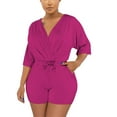 thumbnail image 1 of Women's V Neck Half Sleeve Jumpsuit High Waist Party Club Outfit Sexy One Piece Romper Baggy Summer Jumpsuits Going Out Overalls Bodysuit, 1 of 5