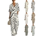 thumbnail image 1 of Women's V-Neck High Waist Jumpsuit with Batwing Sleeves - Abstract Print Loose Wide Leg Romper, Boho Casual Vacation Long Overalls Beige XXL, 1 of 8