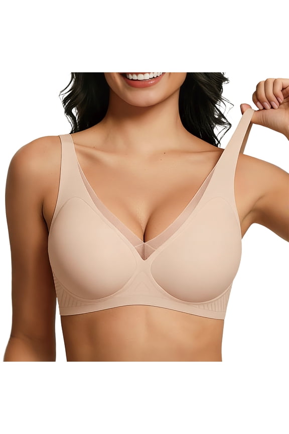 Jelly Bras for Women, Full Coverage Wireless Seamless Bra with Cooling Mesh Trim, Supportive Jelly Strips Smooth Back Fit for Daily & Sleep, M-3XL