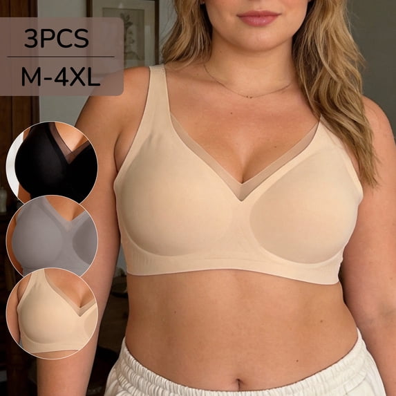 Jelly Bra for Women Full Coverage – Wireless Supportive Bra with Jelly Strip, Soft Lift, Breathable Mesh Comfort for Large Bust