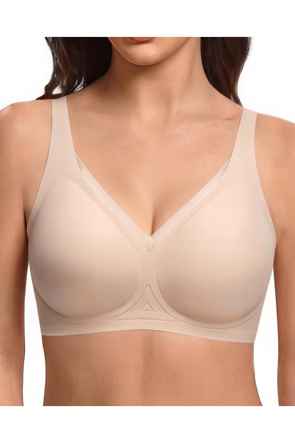 Jelly Bras for Women, Full Coverage Wireless Bra with Mesh Trim, Seamless Everyday Bralette, M-3XL