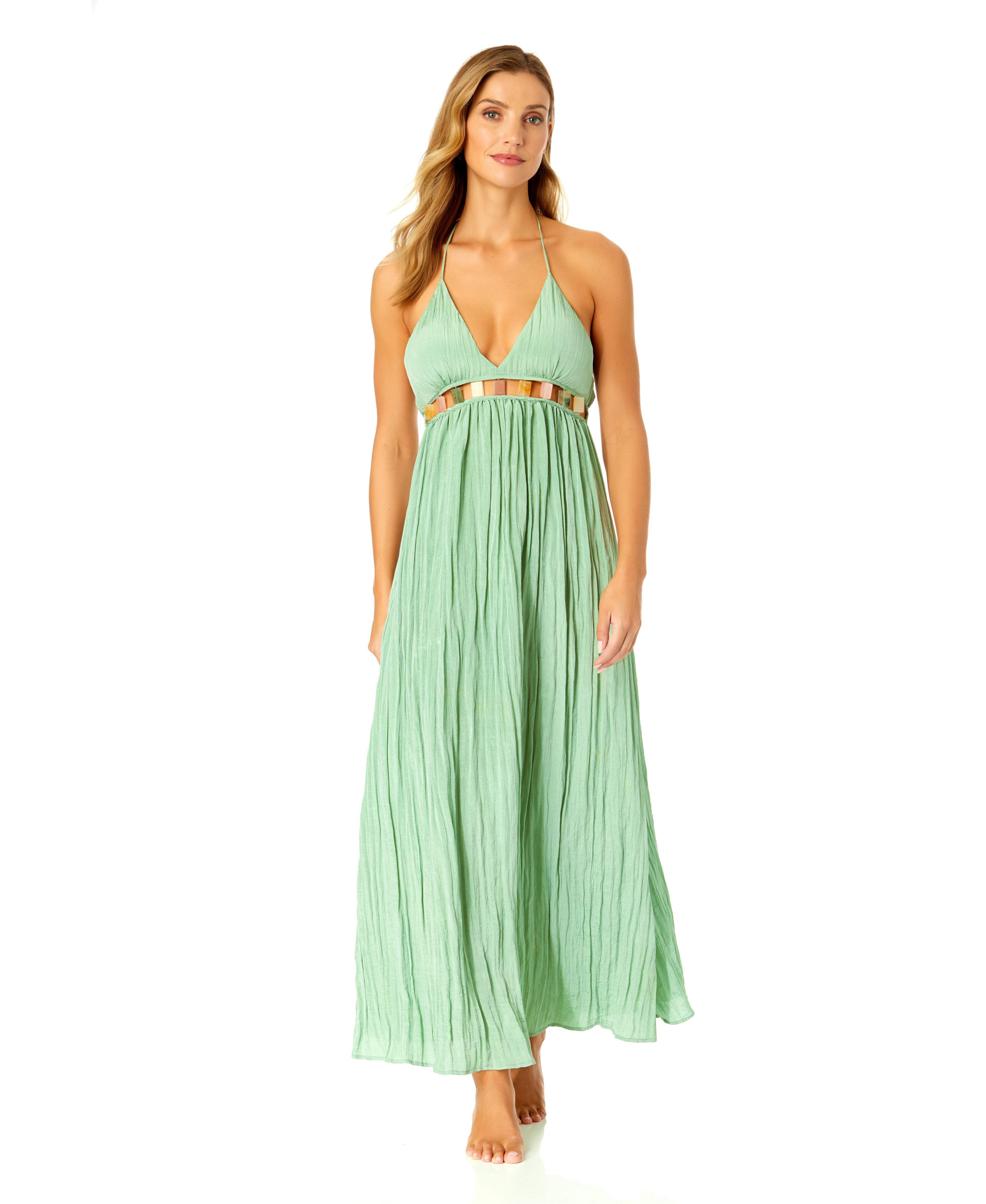 Women's V Neck Jewel Maxi Dress With Spaghetti Straps Cover Up - Walmart.com