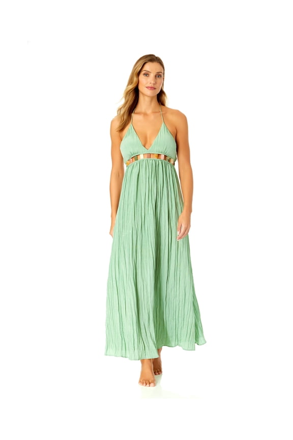 Women's V Neck Jewel Maxi Dress With Spaghetti Straps Cover Up