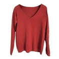 thumbnail image 1 of Women's V Neck Knit Sweater Loose Fit Korean Style Spring Autumn Pullover Versatile Layering Comfortable Casual Tops, 1 of 2