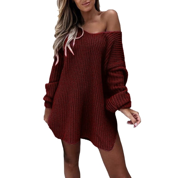 Women's V Neck Knit Sweater Soft Comfortable Pullover Blouse Casual Winter Warm Tops Fashionable Loose Fit