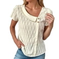 thumbnail image 1 of Women's V Neck Knit Top, Short Sleeve Slim Fit Shirt, Casual Knitted Blouse for Spring and Summer, 1 of 8