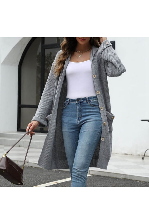 Women's V Neck Knitted Cardigan Loose Solid Color Sweater Summer Cardigans Sweater Dresses for Women Rib Cage Cardigan Nocturne Hooded Knit Cardigan Womens Lightweight Cardigans for Summer Long
