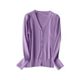 thumbnail image 1 of Women's V Neck Knitted Cardigan Sweater Long Sleeve Lightweight Layering Top for Spring Autumn 2024 Contemporary Fashion Style, 1 of 1