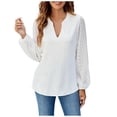thumbnail image 1 of Women's V Neck Lace Chiffon Blouse - Solid Color, Elegant, Lightweight, Casual/Formal, 1 of 4