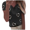 thumbnail image 1 of Women's V-Neck Lace Print Pullover T-Shirt Patchwork Blouse Short Sleeve Hearts Design Comfortable Casual Top, 1 of 2