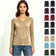 thumbnail image 1 of Women’s V Neck Long Sleeve Basic T-Shirt, Womens Everyday Casual Top, Women's Plus, Size S-4XL, 1 of 6