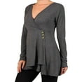 thumbnail image 1 of Women's V Neck Long Sleeve Blouses Peplum Ruffle Hem Tops Gray 4XL, 1 of 2