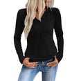 thumbnail image 1 of Women's V Neck Long Sleeve Fashion Shirts Loose Fit Soft Solid Colors Top, 1 of 9